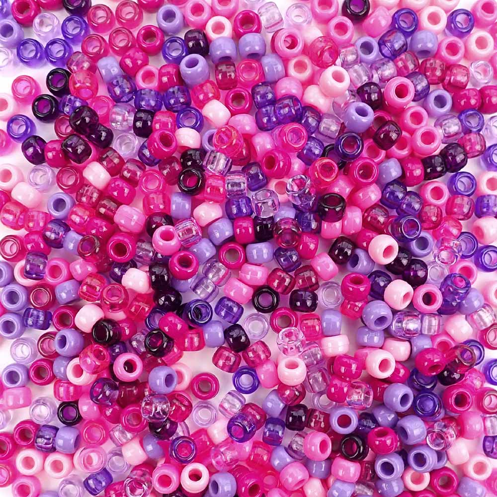 Berry Medley Mix Plastic Pony Beads 6 x 9mm, 1000 beads