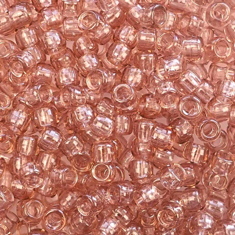 Vintage Peach Transparent Plastic Pony Beads 6 x 9mm, 500 beads