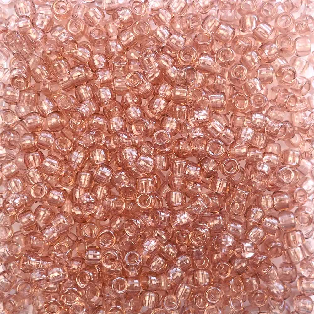 Vintage Peach Transparent Plastic Pony Beads 6 x 9mm, 500 beads