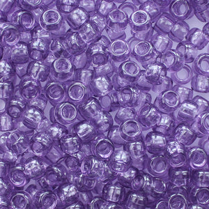 Vintage Amethyst Purple Transparent Plastic Pony Beads 6 x 9mm, 500 beads