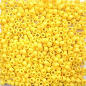 Daffodil Yellow Opaque Plastic Pony Beads 6 x 9mm, 500 beads