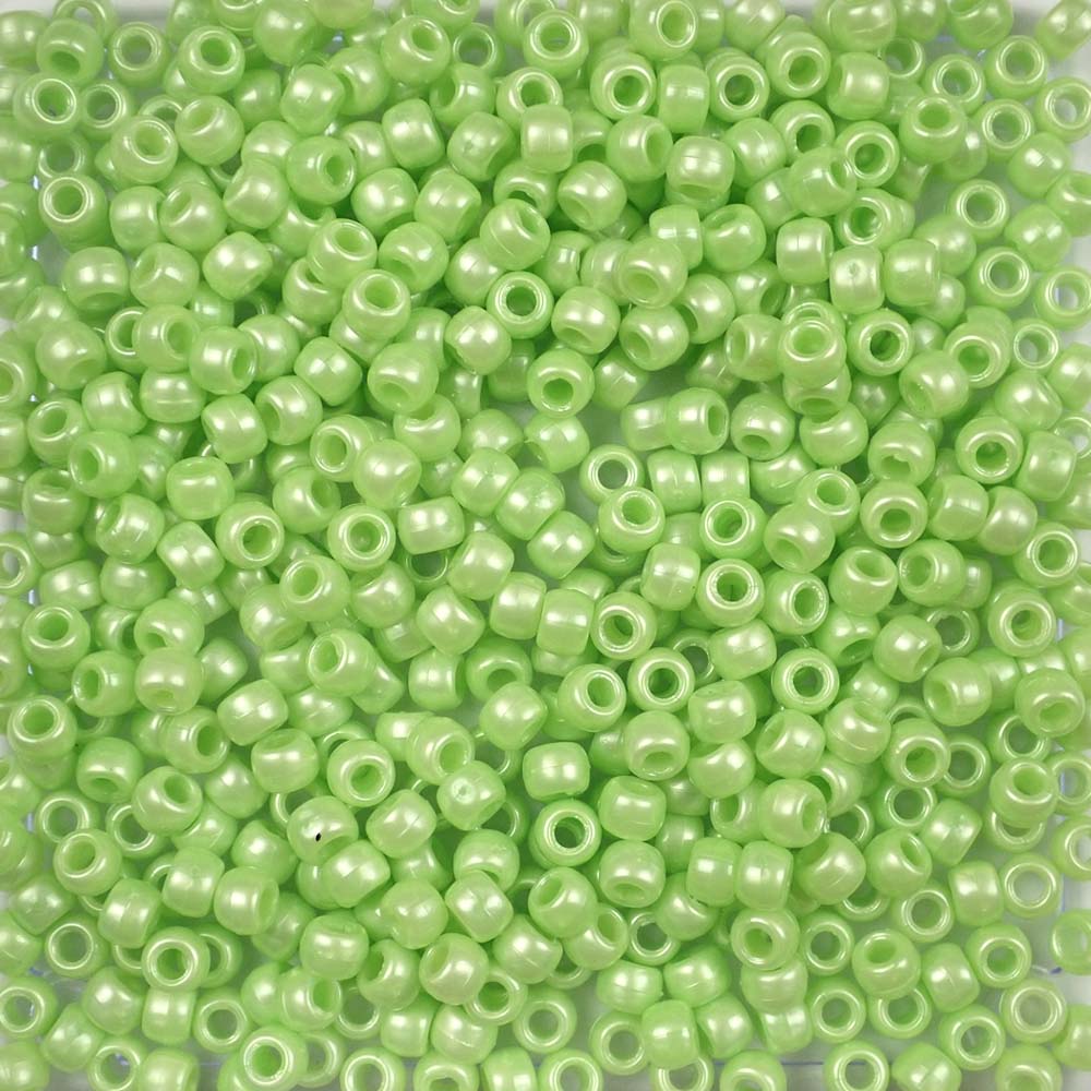 Light Lime Pearl Plastic Pony Beads