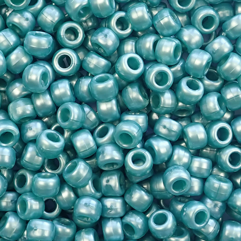 Medium Caribbean Turquoise Pearl Plastic Pony Beads 6 x 9mm, 500 beads