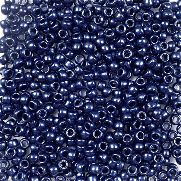 Black Pearl Plastic Pony Beads 6 x 9mm, 500 beads