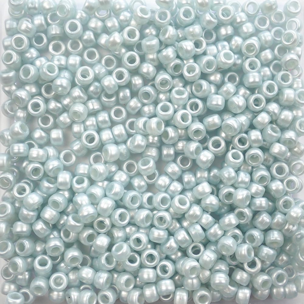 Light Azure Blue Pearl Plastic Pony Beads 6 x 9mm, 500 beads