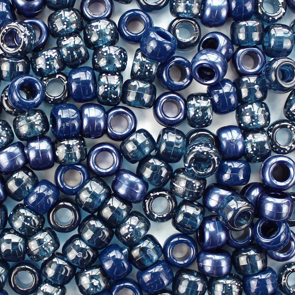 Montana Blue Multicolor Mix Plastic Pony Beads 6 x 9mm, 500 beads