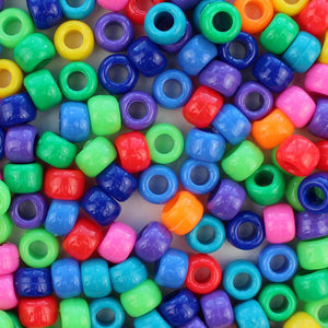 Fun Opaque Multicolor Mix Plastic Pony Beads 6 x 9mm,1000 beads
