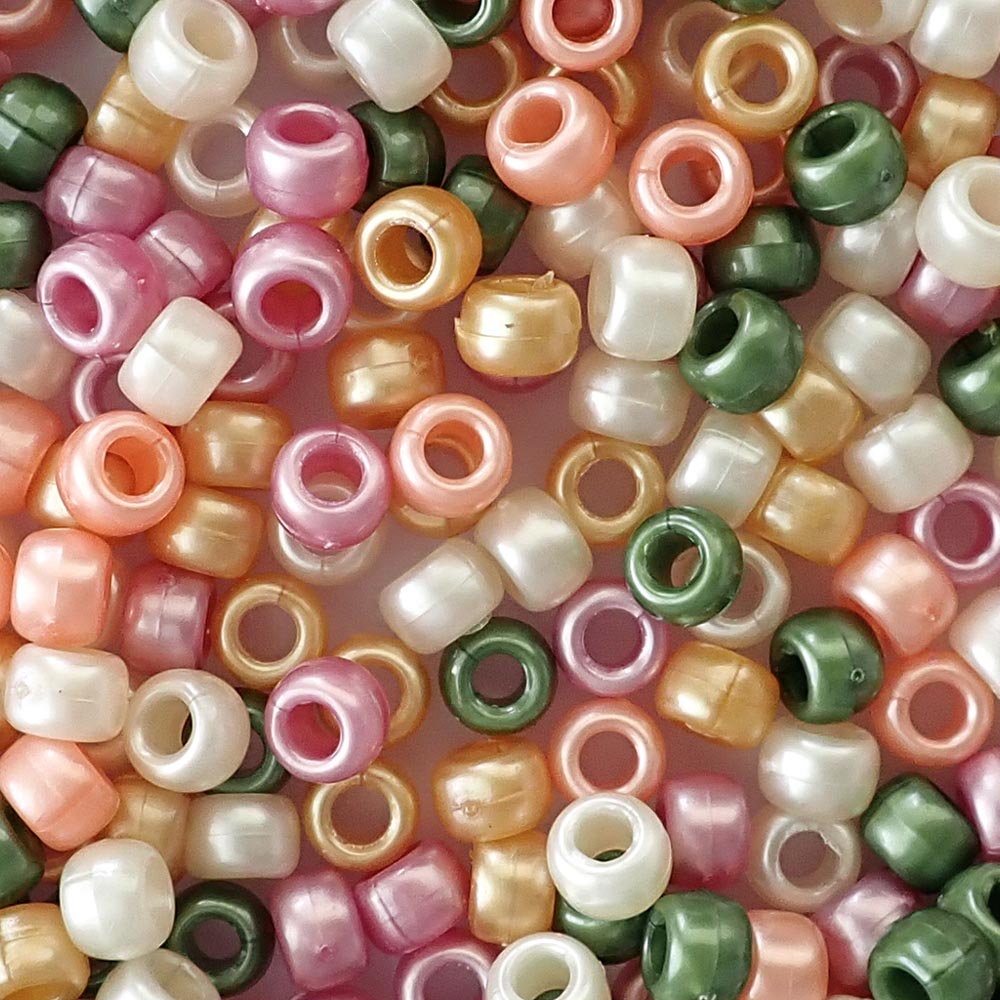 Pearl Elegance Multi Color Mix Plastic Pony Beads 6 x 9mm, 1000 beads