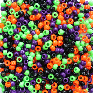 Halloween Opaque Mix Plastic Pony Beads 6 x 9mm, 500 beads