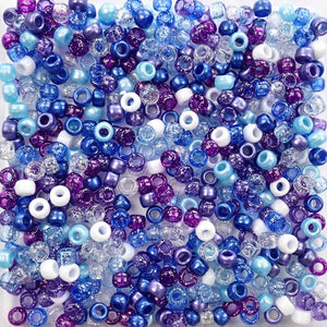 Celestial Sky Multicolor Mix Plastic Pony Beads 6 x 9mm, 500 beads