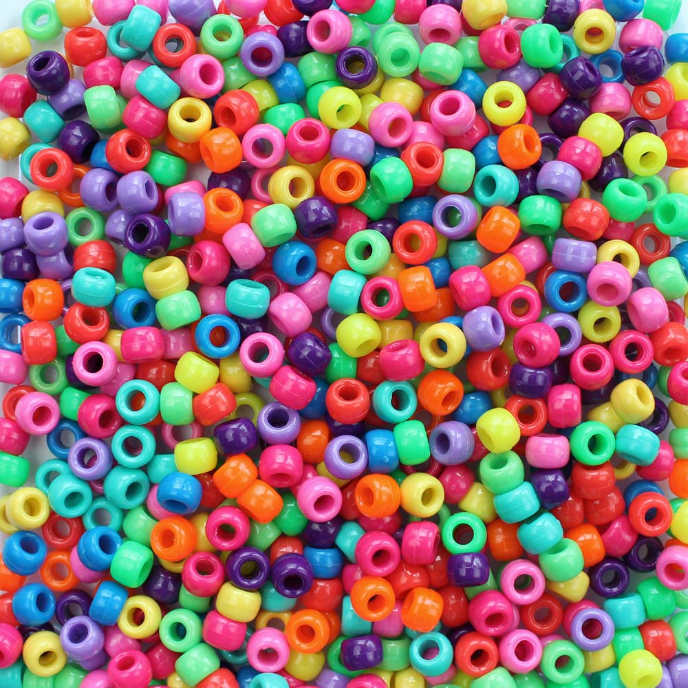 Neon Pink Plastic Craft Pony Beads 6x9mm, Bulk, Made in the USA - Pony Bead  Store