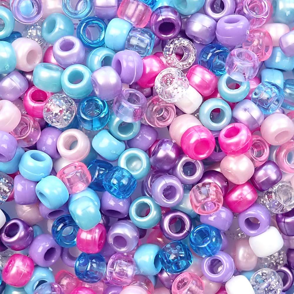 Princess Color Mix Plastic Pony Beads 6 x 9mm, 1000 beads