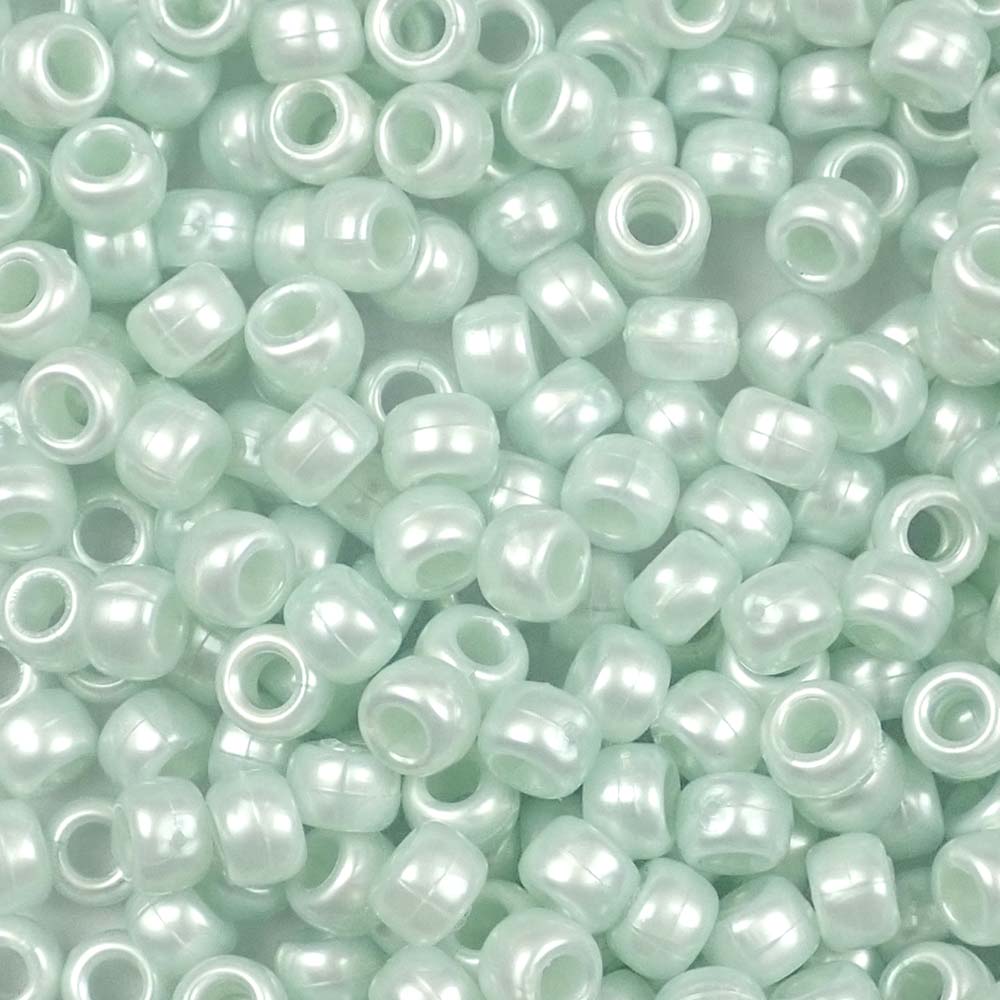 Light Caribbean Blue Pearl Plastic Pony Beads 6 x 9mm, 500 beads