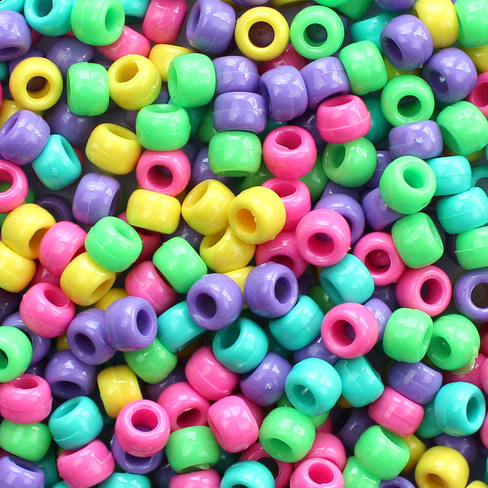 Sweetheart Multicolor Mix Plastic Pony Beads 6 x 9mm, 500 beads