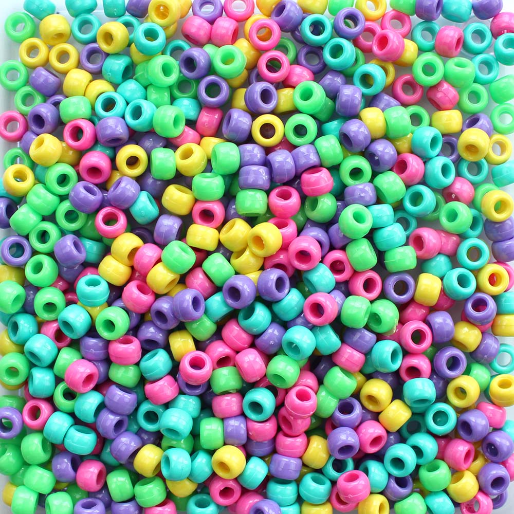 Sweetheart Multicolor Mix Plastic Pony Beads 6 x 9mm, 500 beads