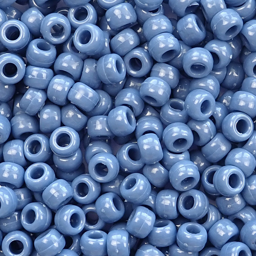 Vintage Denim Blue Opaque Plastic Pony Beads 6 x 9mm, 500 beads