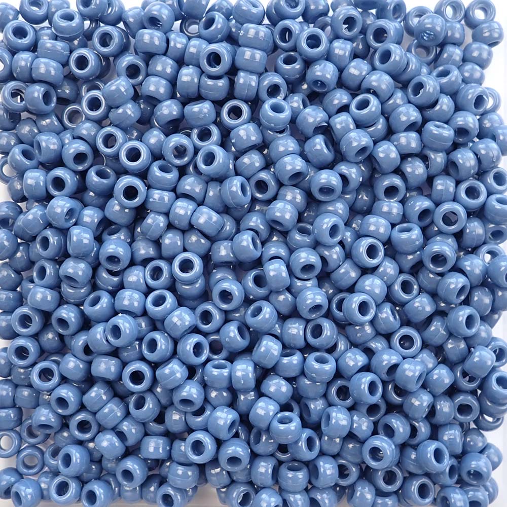 Vintage Denim Blue Opaque Plastic Pony Beads 6 x 9mm, 500 beads