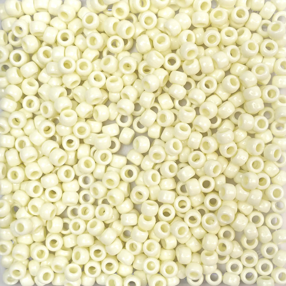 Pale Yellow Opaque Plastic Pony Beads 6 x 9mm, 500 beads