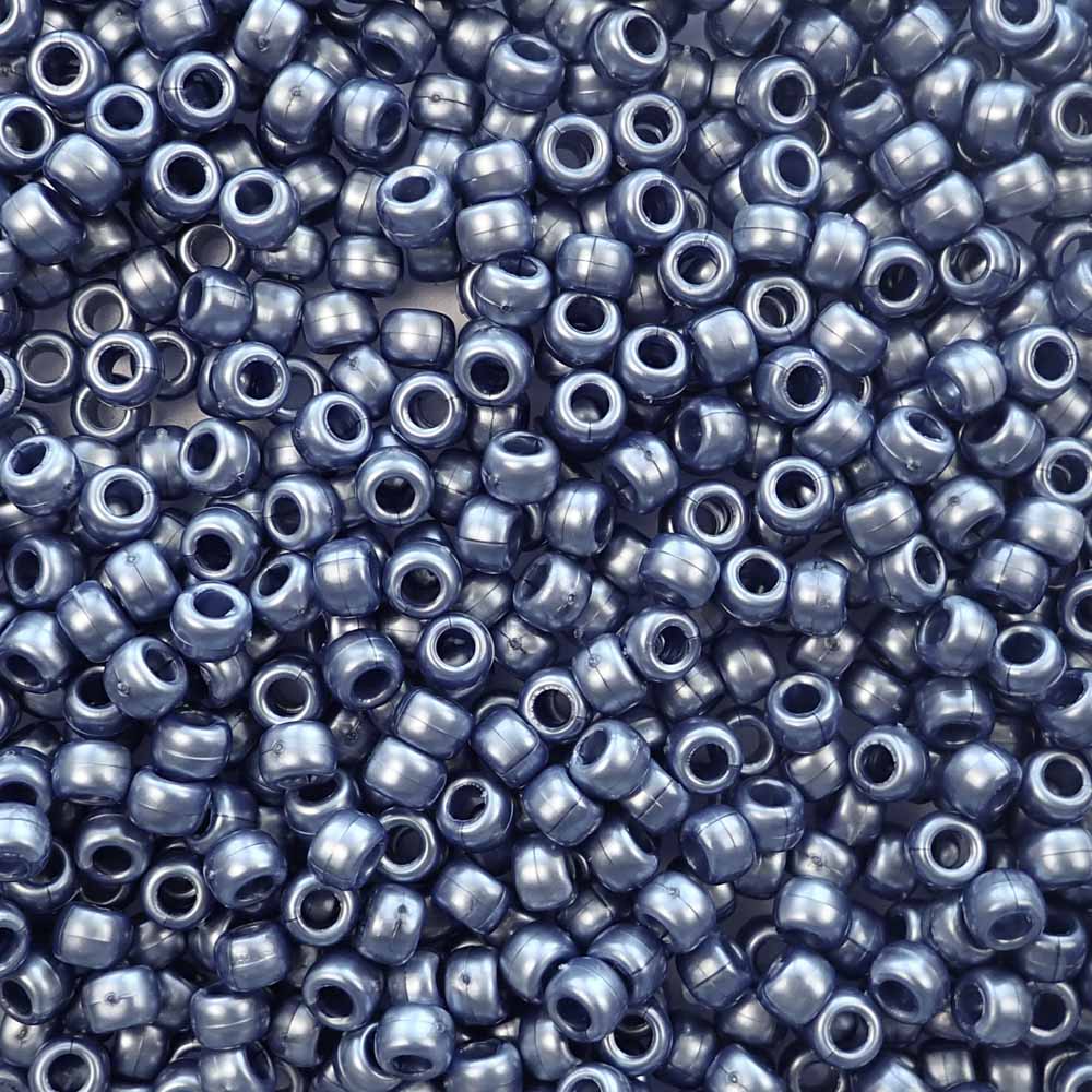 Medium Montana Blue Pearl Plastic Pony Beads 6 x 9mm, 500 beads