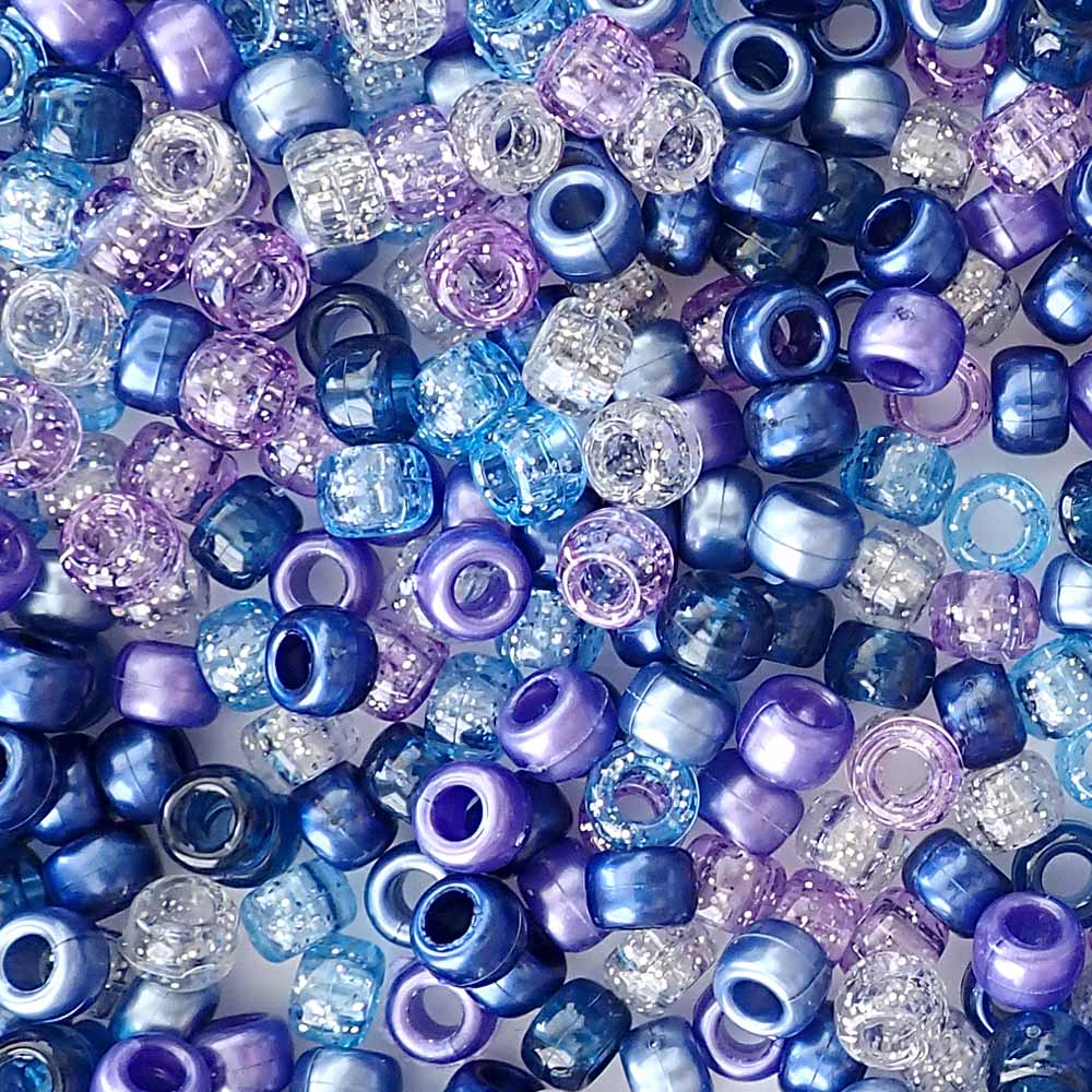 Midnight Sky Mix Plastic Pony Beads 6 x 9mm, 1000 beads