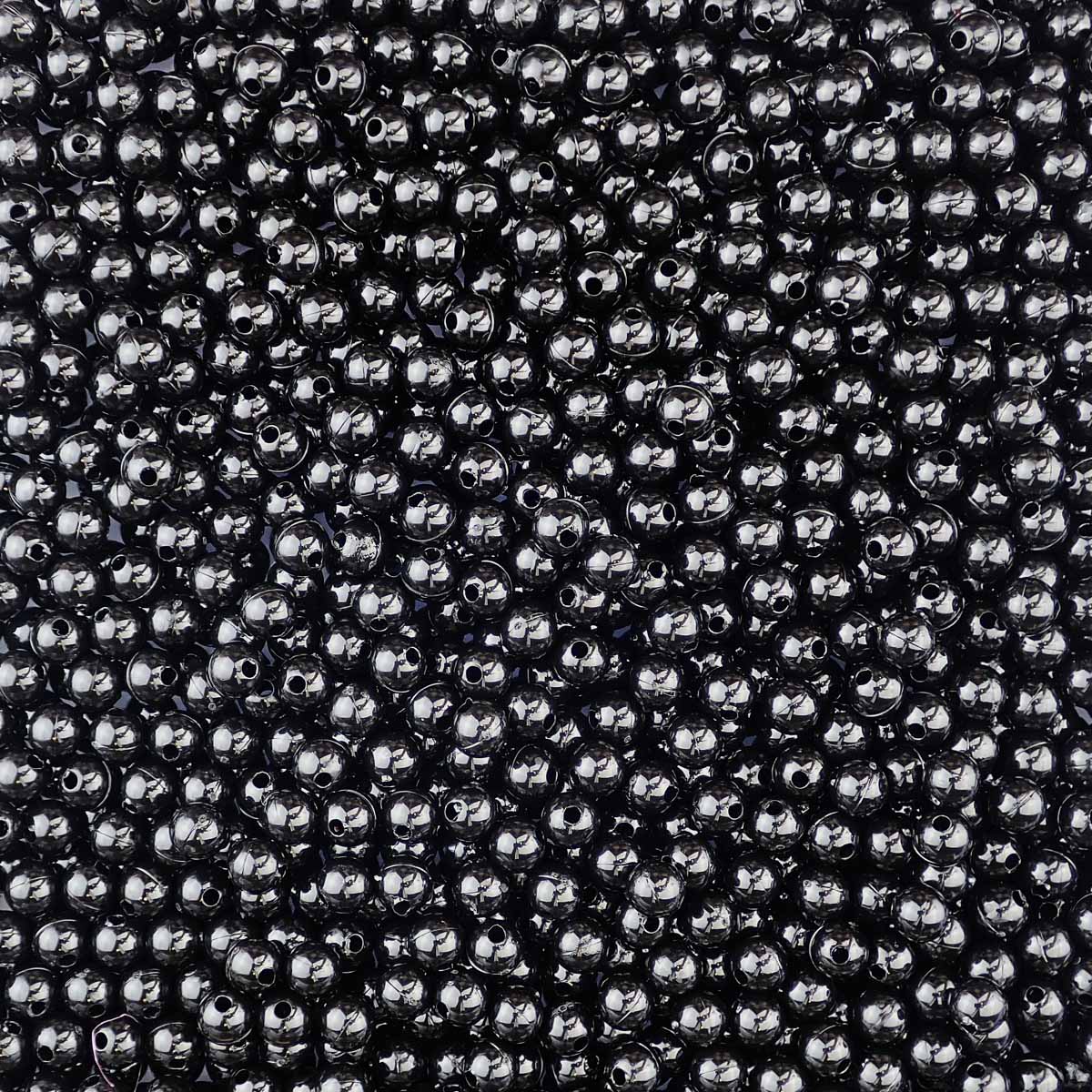 Beadtin Black Opaque 6mm Round Plastic Craft Beads (500pcs)