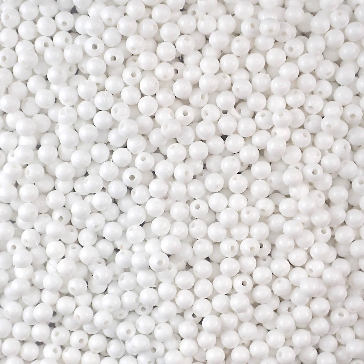 White Plastic 6mm Round Beads, 500 beads