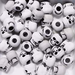 Plastic White Skull Beads, 36 beads