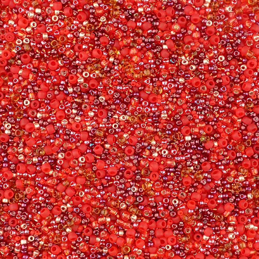 Toho Japanese Seed Beads, Mixed Shapes & Sizes, Red Mix, 25 grams